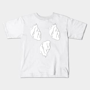 Black and white Anatomical Heart Pattern Kids T-Shirt